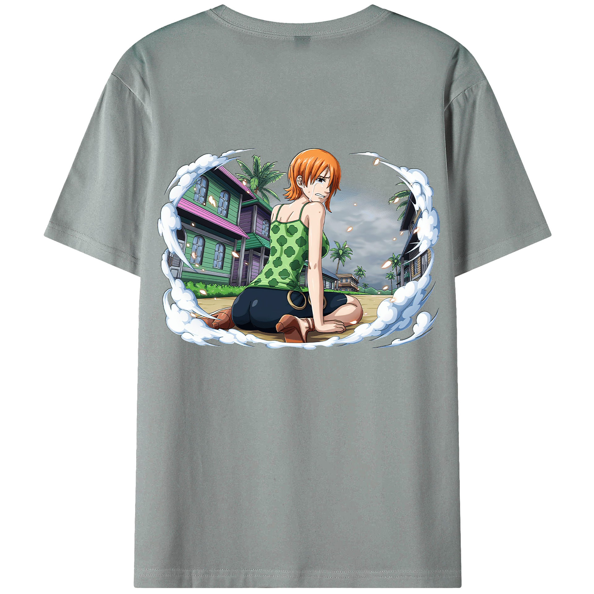 （画像用） ワンピース ナミ ONE PIECE Nami 綿100％ メンズ半袖Tシャツ（バックプリント） 通気性